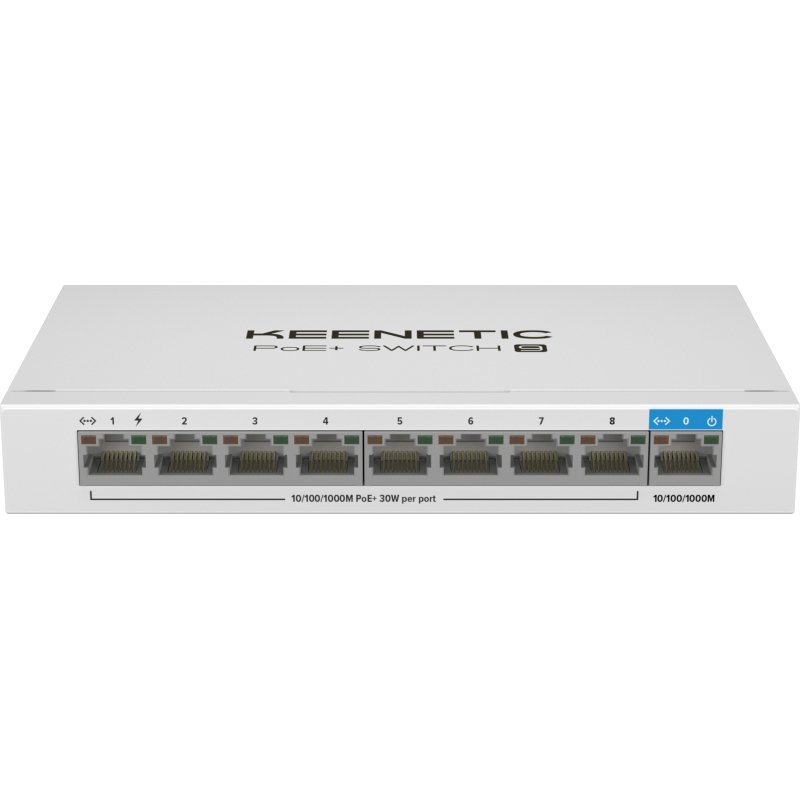 Keenetic PoE+ Switch 9 (KN-4710) Commutateur Gigabit 9 ports avec 8 ports PoE+ et budget énergétique de 120 W