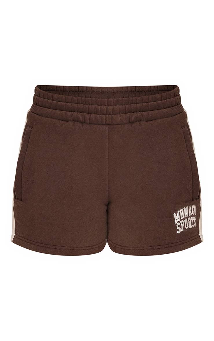 Chocolat Short En Molleton Imprimé Monaco À Bandes Contrastées
