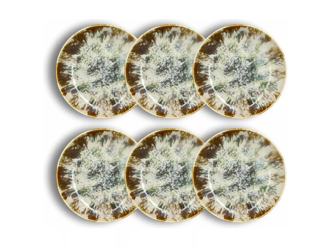 Novastyl - Lot 6 Assiettes Grande Calotte Maka Porcelaine 26cm
