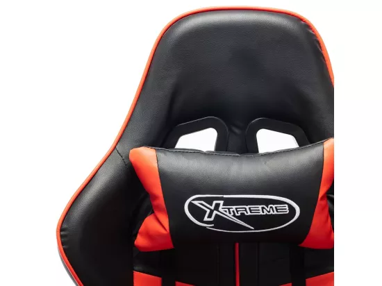 Chaise de jeu avec repose-pied Noir et rouge Cuir artificiel