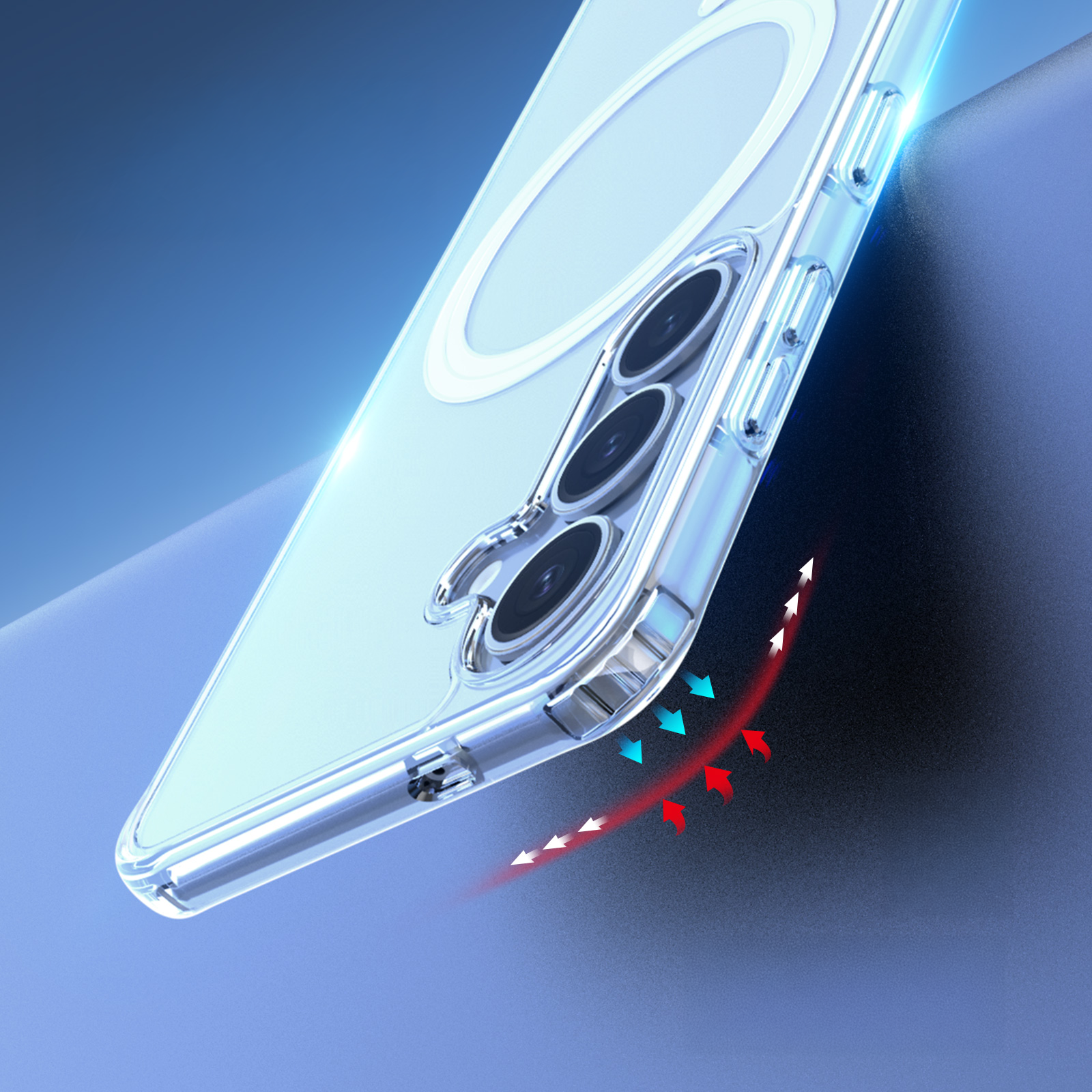 Samsung Galaxy S25 Hybrid Hardcase Hülle TPU Bumper   Kunststoff Rückseite MagSafe-Modul - Transparent