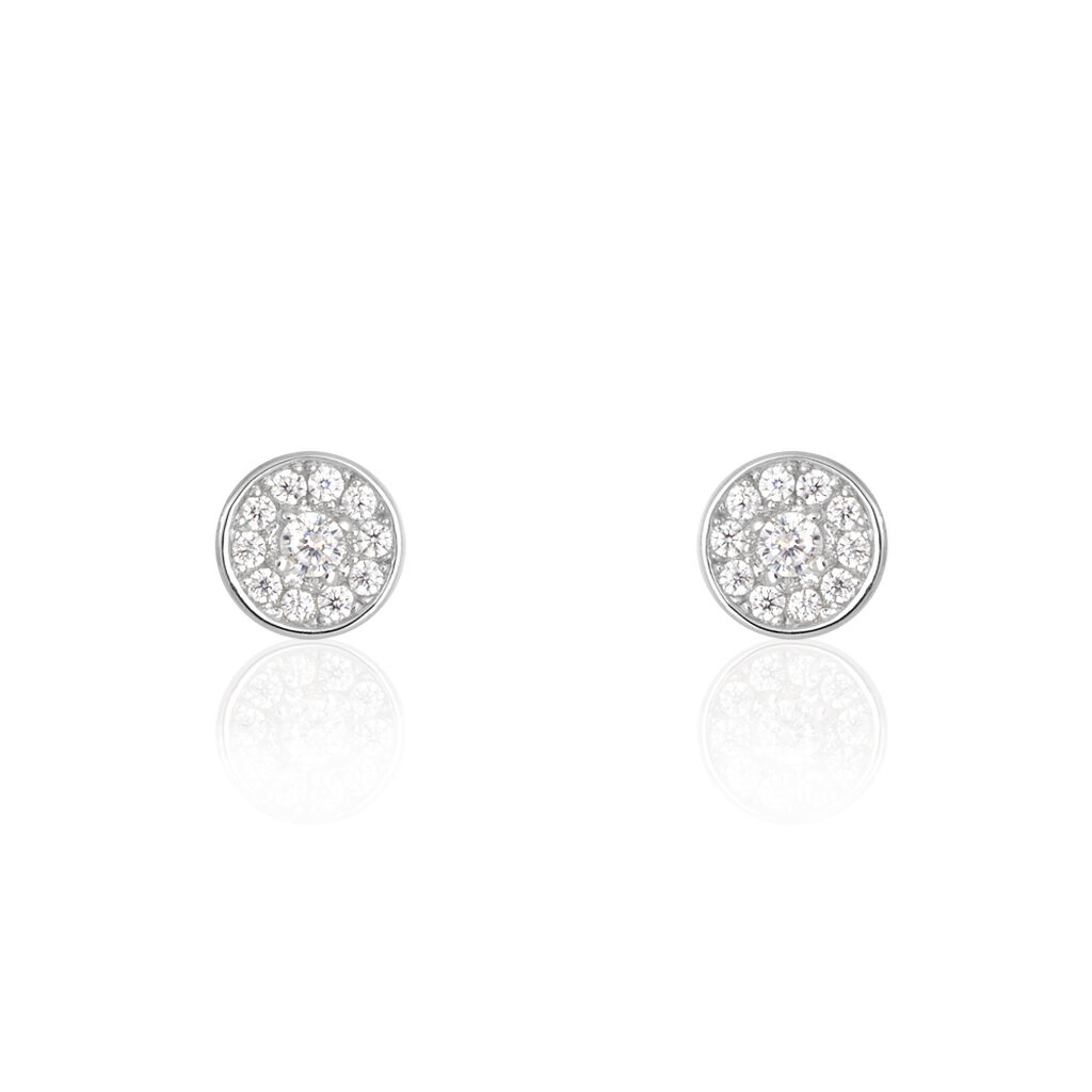Boucles D'oreilles Puces Auxana Argent Blanc Oxyde De Zirconium