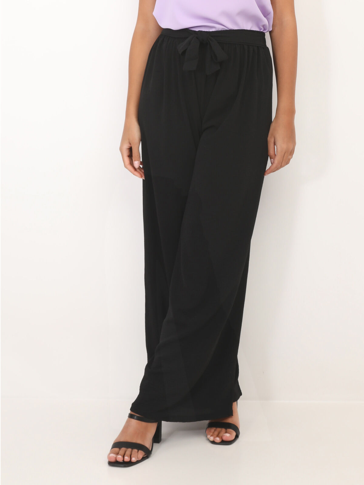 Pantalon fluide ceinturé- Noir