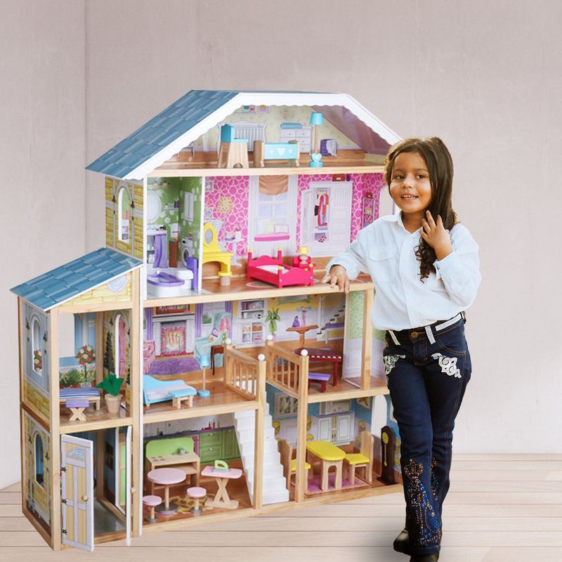 Rijoka Houten Poppenhuis Mansion Villa XXL | Meubelset 28pcs | 98x32x123cm