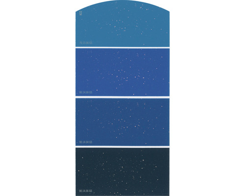 Kleurstaalkaart, kleurenkaart H22, glittereffect, zacht kleurenschema, blauw, 21x10 cm