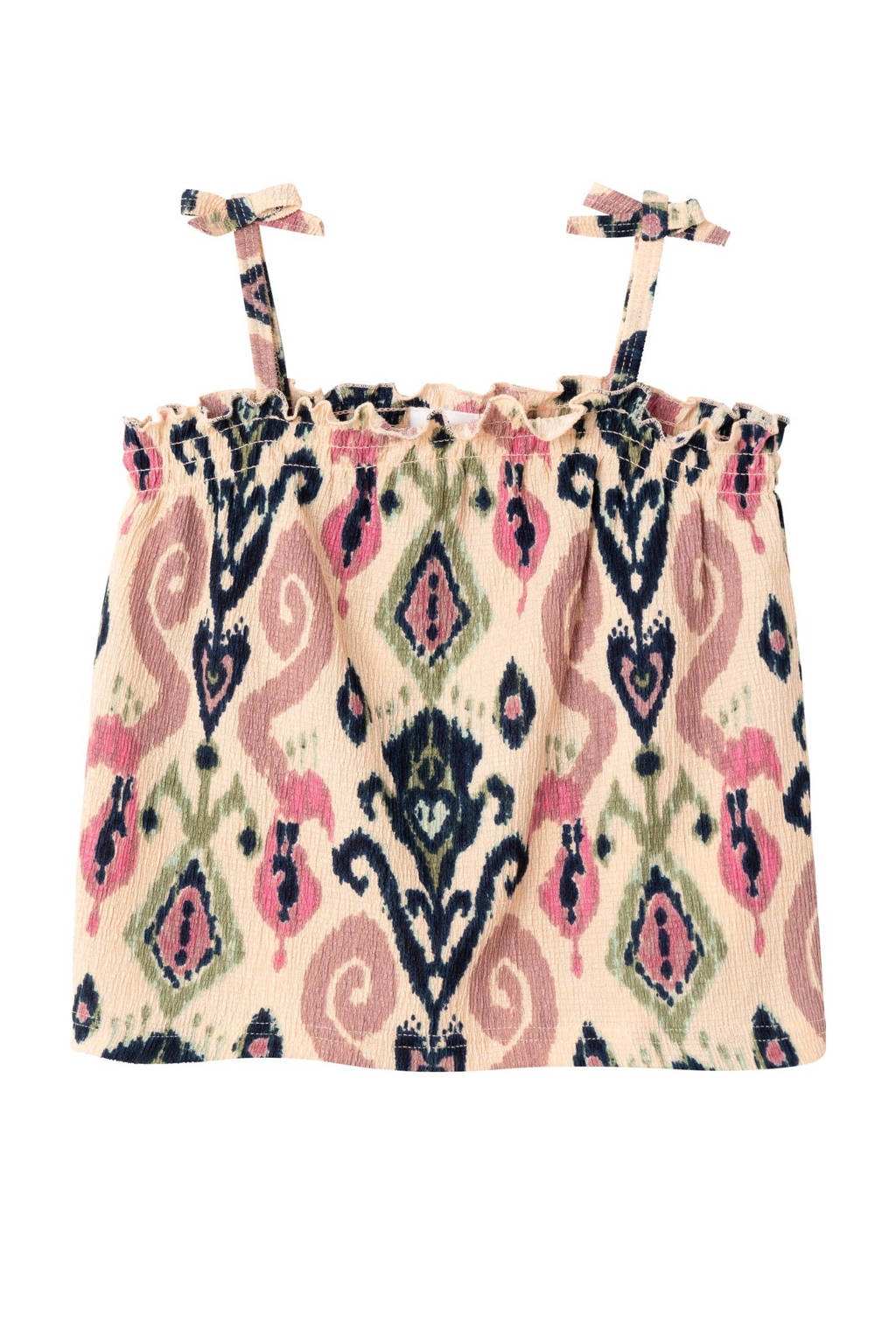 NAME IT singlet NKFHABANE met all over print en ruches ecru/multicolor
