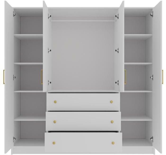 LIZANDRO - Kast - Wit - 4 Deuren - 3 Lades - Met Spiegels - 196 cm
