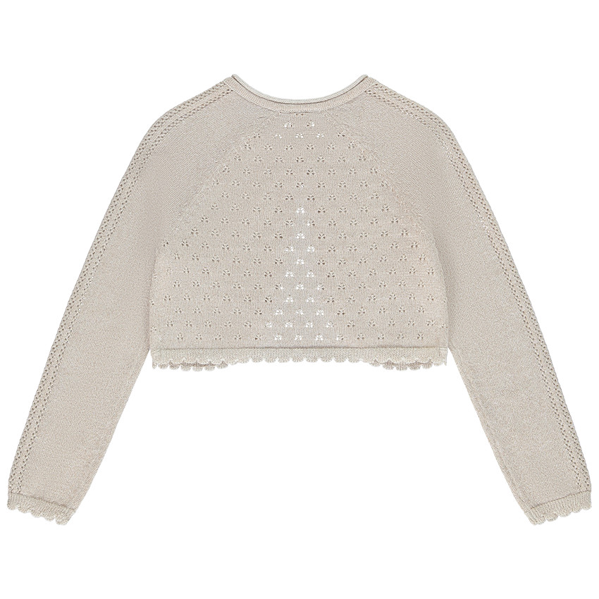 Gilet boléro en tricot ajouré pour fille