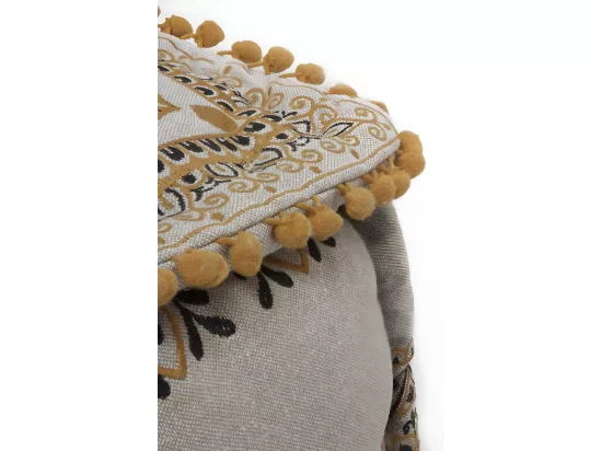 Pouf rectangulaire en textile coloris lin