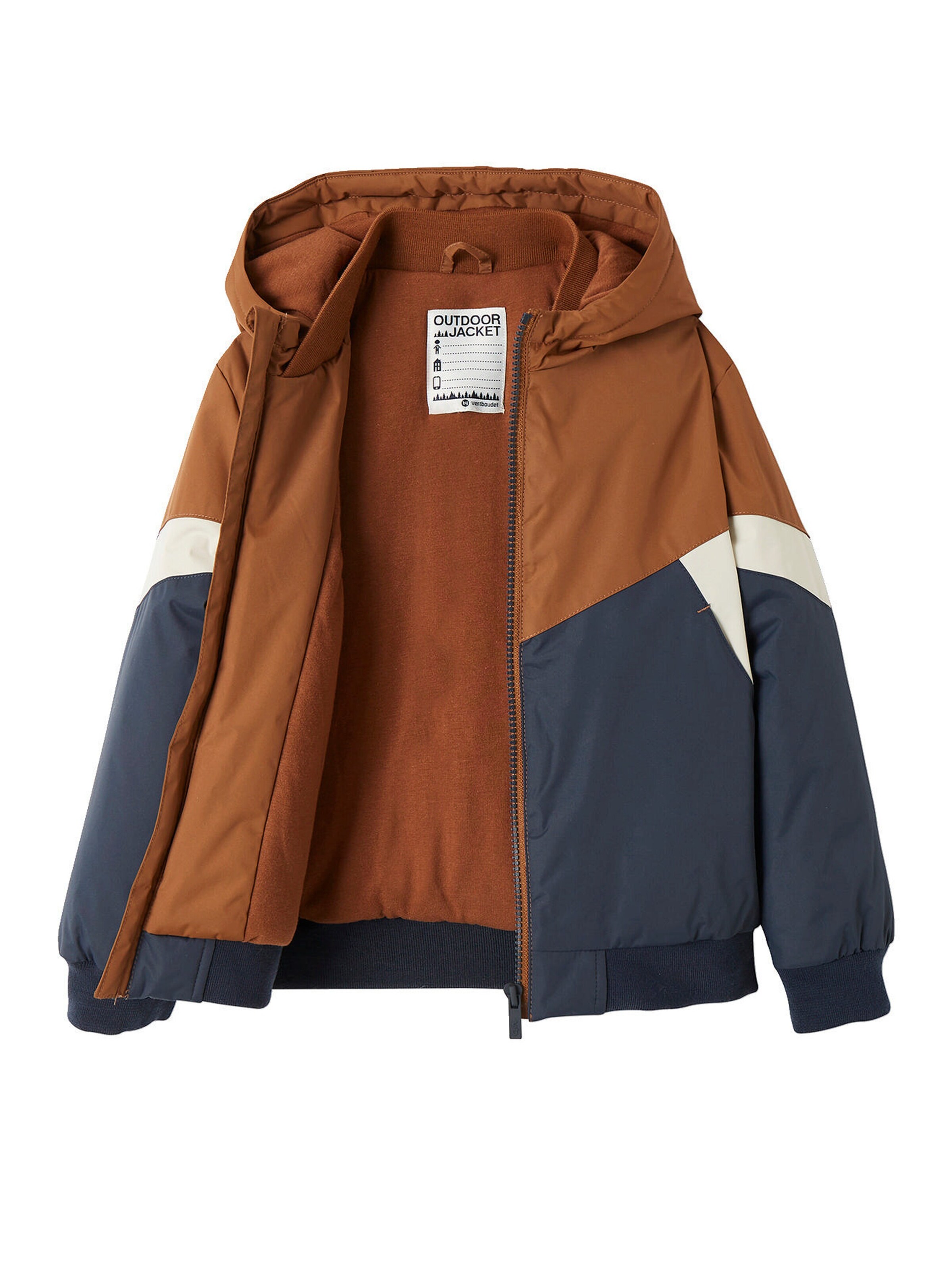 Vertbaudet Jungen Windjacke, Wattierung Recycling-Polyester colorblock camelfarben