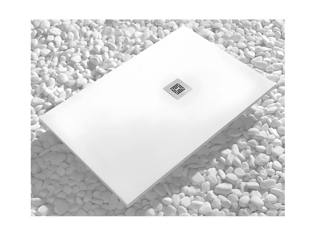 Receveur de douche 80 x 120 cm extra plat LOGIC surface ardoisée rectangulaire blanc