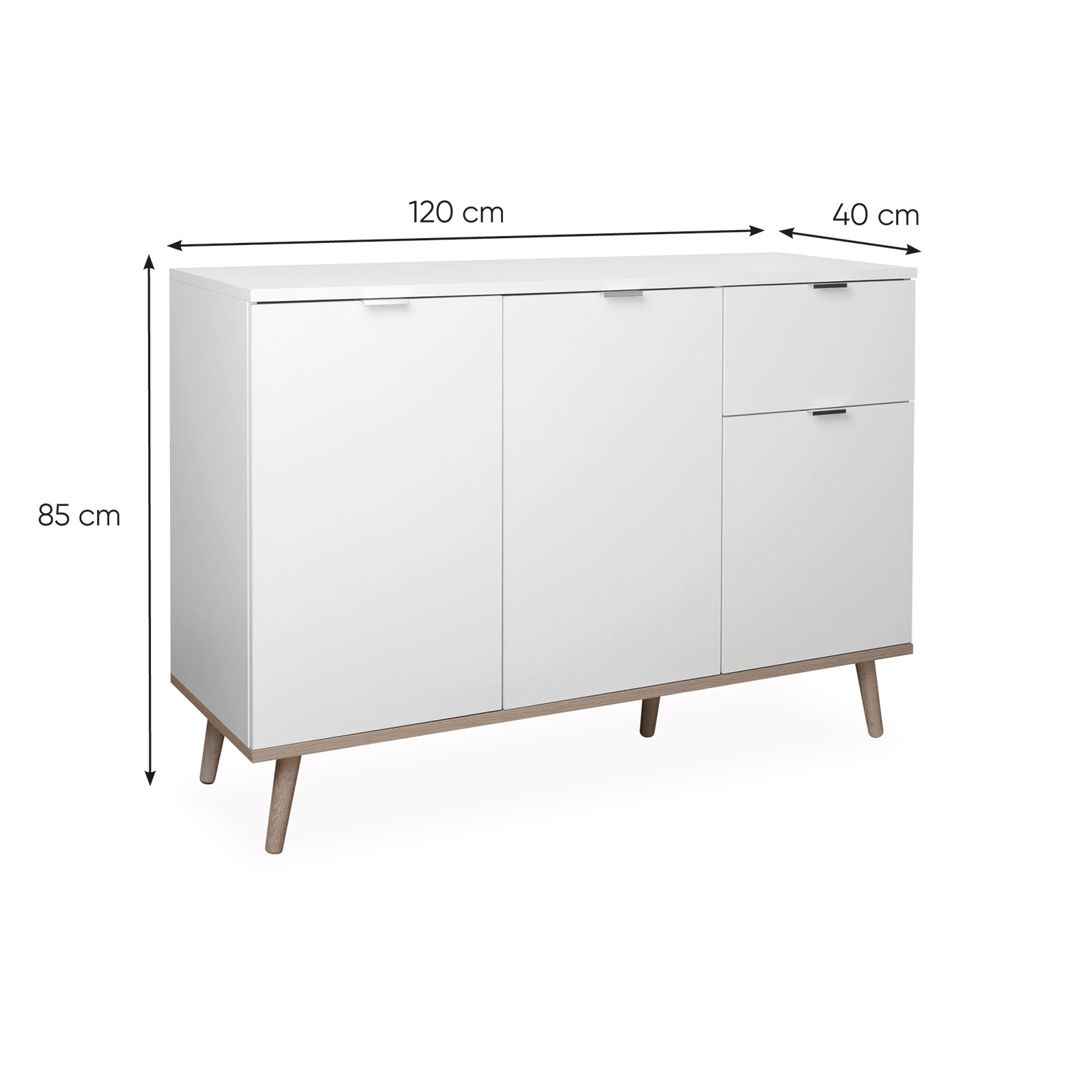 Sideboard GÖTEBORG - weiß-Sonoma Eiche - 120 cm breit