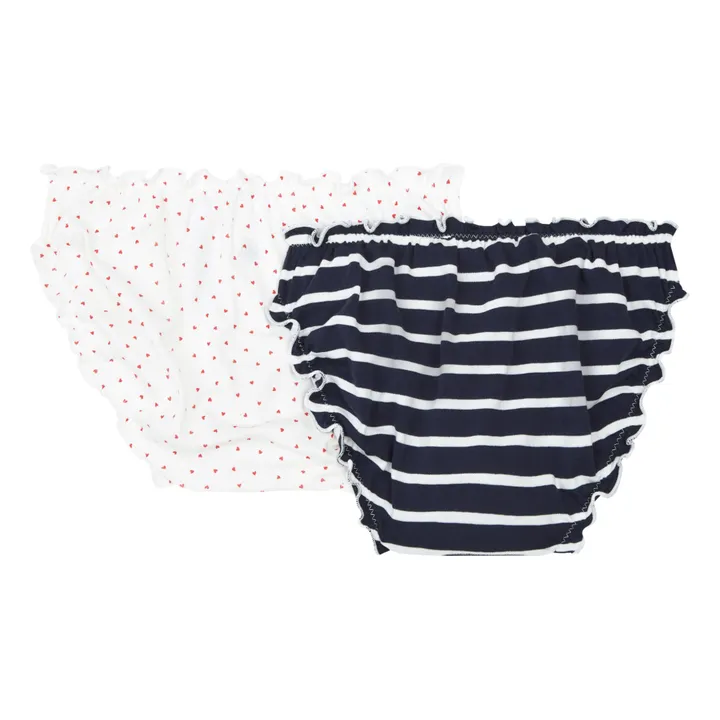 Petit Bateau Lot 2 Culottes avec Volants - Collection Femme  | Bleu marine