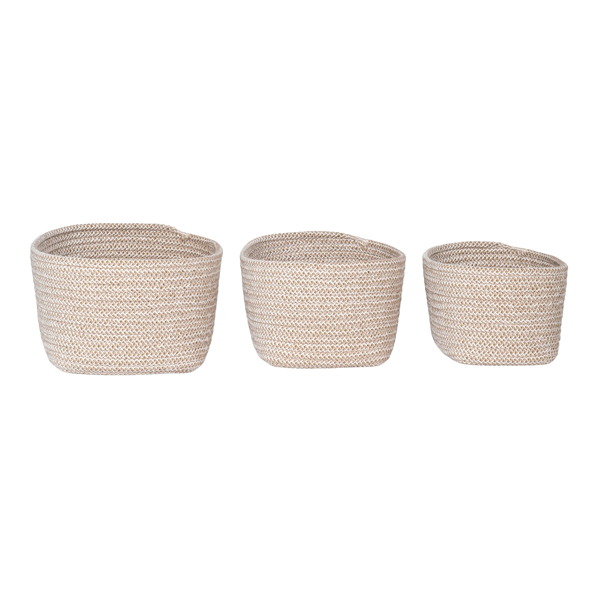 Katoenen manden Carlijn - set van 3 Beige