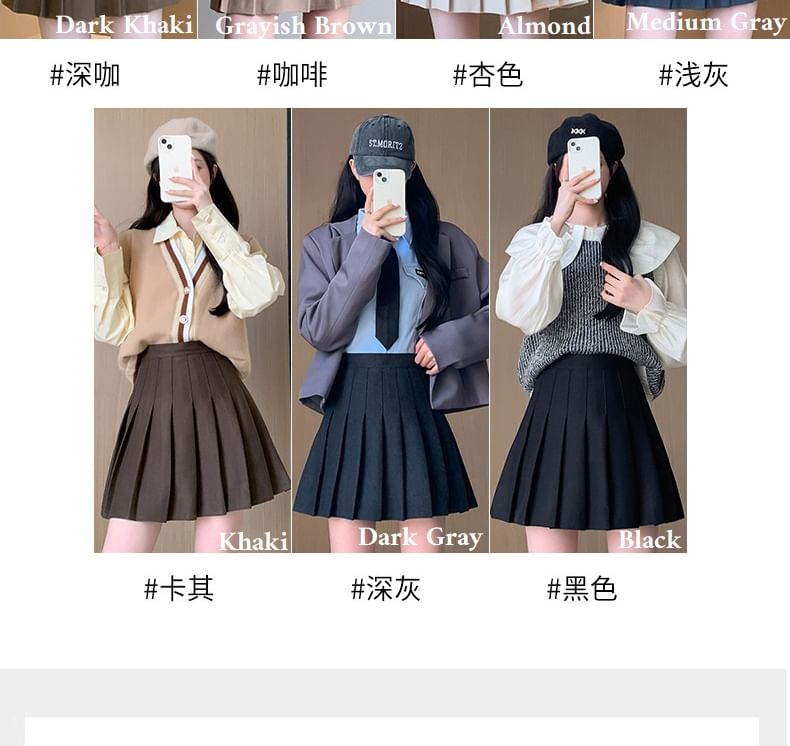 Ukiyo - Hoge taille geplooide mini A-lijn rok (verschillende ontwerpen)