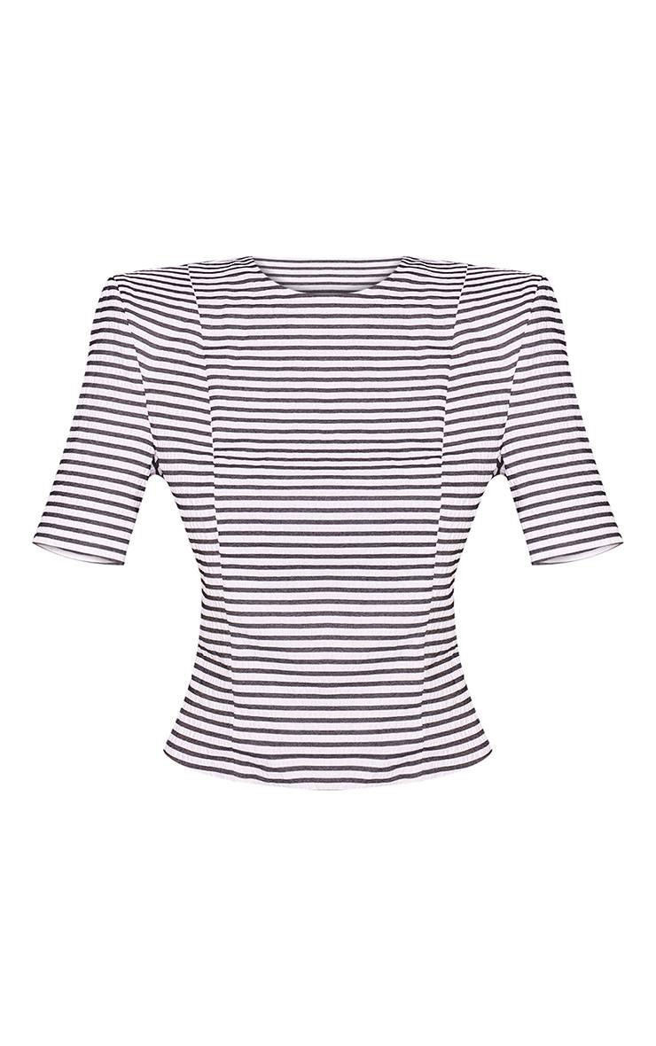 Noir Ensemble T-shirt Structuré À Rayures Texturées Mono