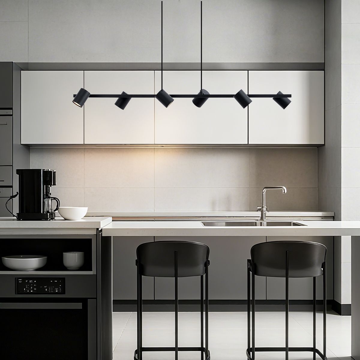 Moderne hanglamp zwart 6-lichts - Jeana Straight