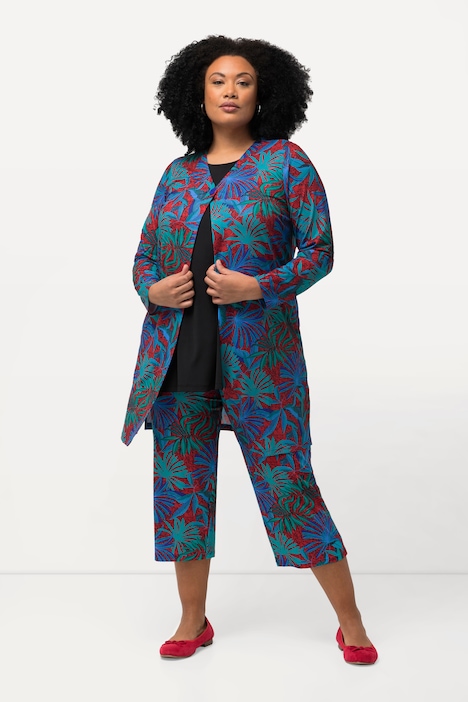 Jerseyjacke, Palmen, V-Ausschnitt, Langarm