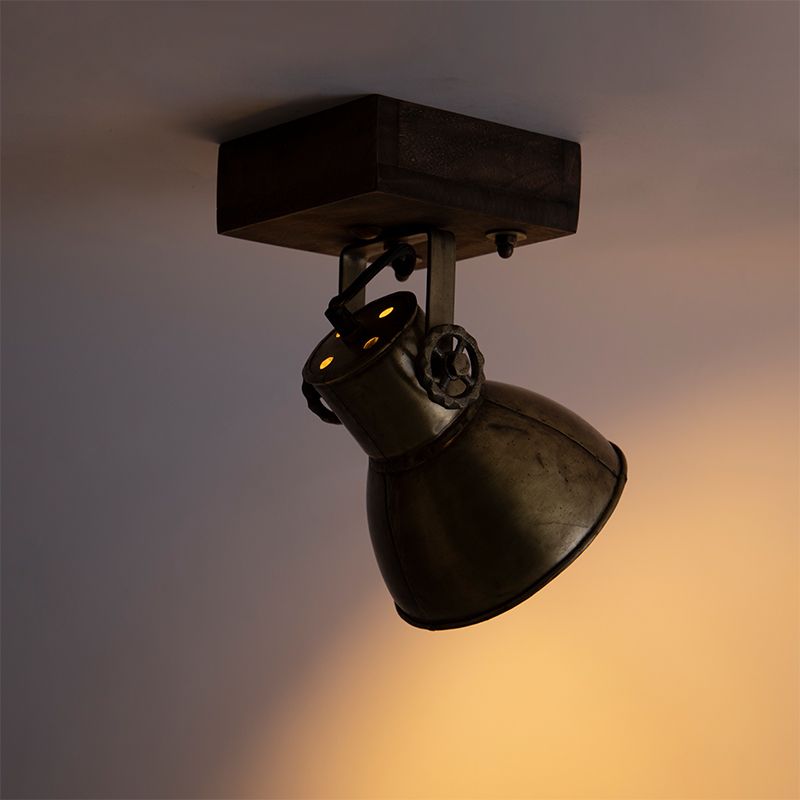 Smart plafondspot brons met hout 18 cm incl. Wifi A60 - Mangoes