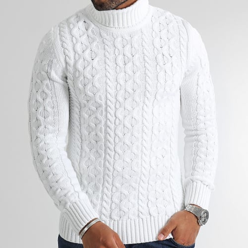 Pull Col Roulé Torsades 0357 Blanc