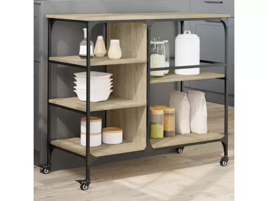Chariot de cuisine chêne sonoma 100x45x89,5cm bois d'ingénierie