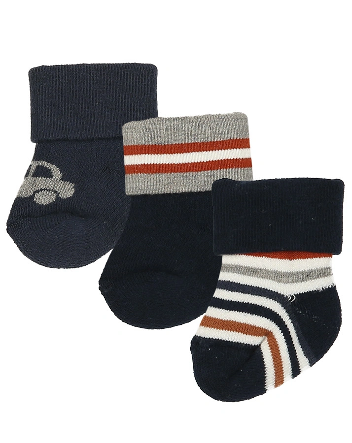 Erstlings-Socken AUTO 3er-Pack in navy
