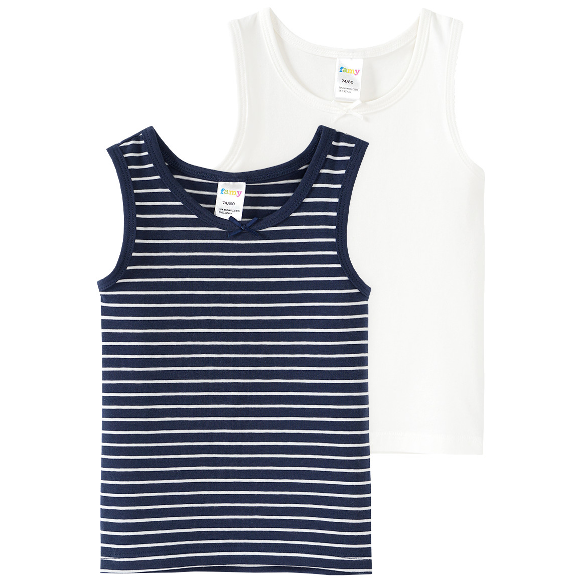 Famy 3 Baby Unterhemden dunkelblau / weiss