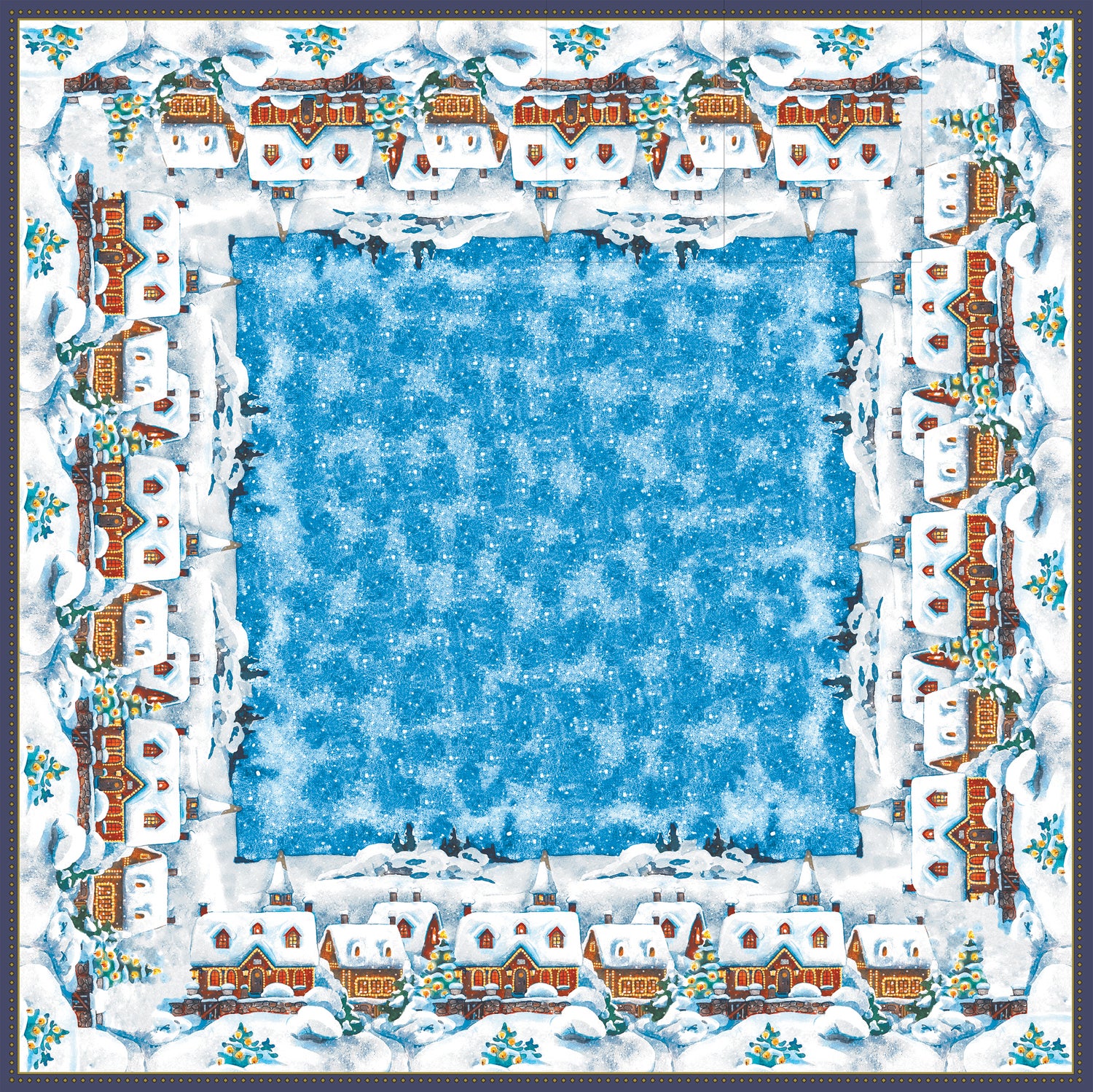 Duni kersttafelkleed Winter Village multi 84 x 84 cm