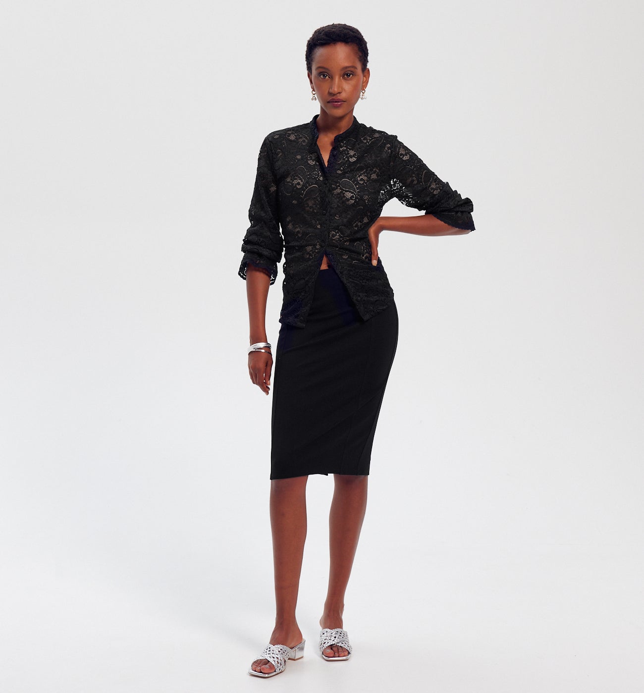 Jupe crayon en jersey Milano - Noir