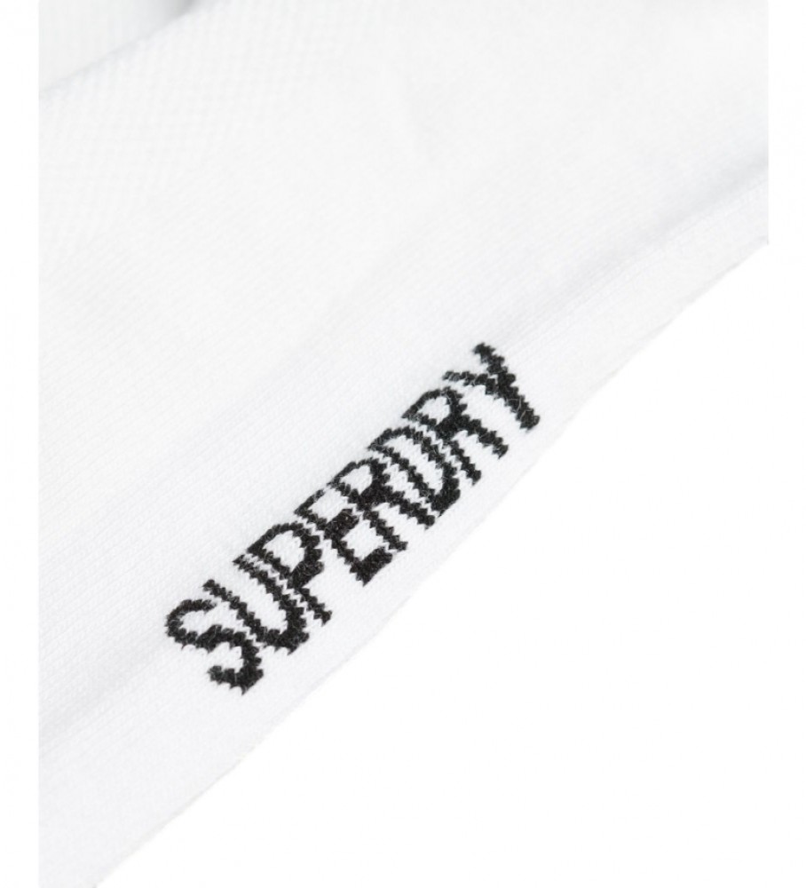 Superdry Pacote com 3 pares de meias cano curto Coolmax, brancas