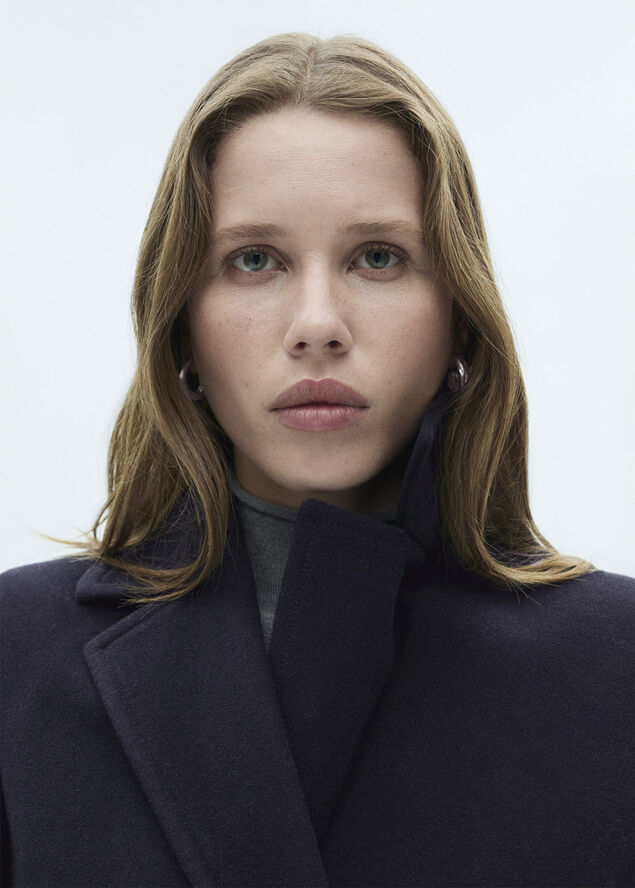 MANGO Double-breasted wool coat Navy