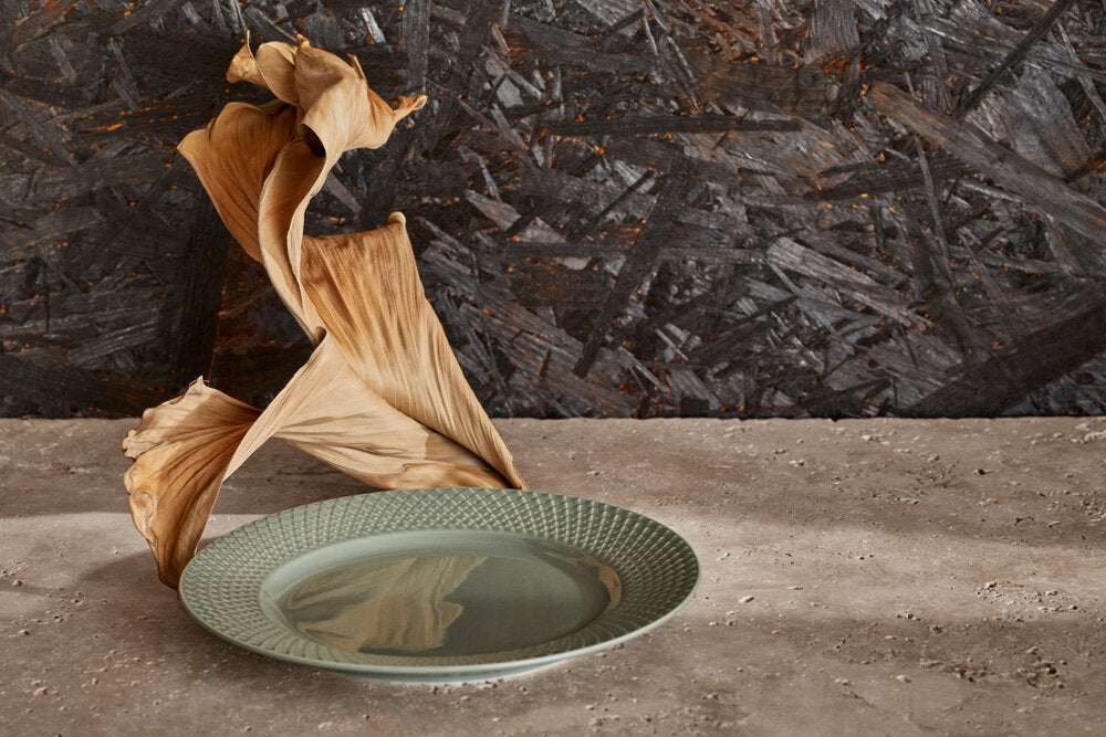 Lyngby Porcelæn  Rhombe Earth Frokosttallerken, moss - Ø21 cm.