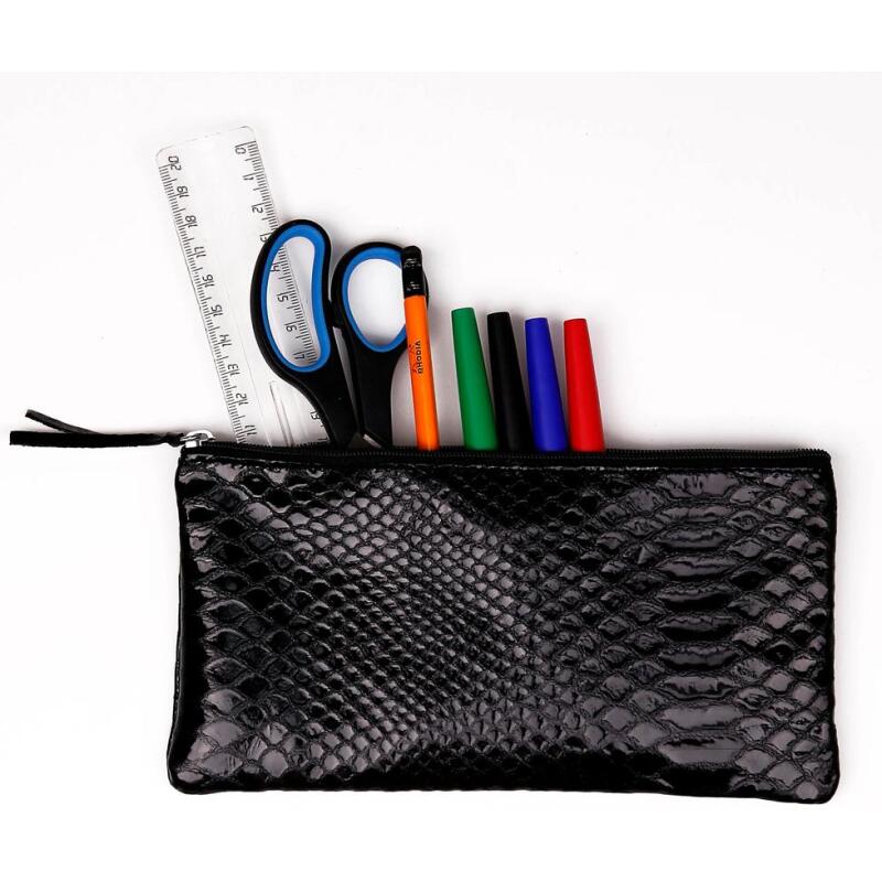 REPTILE DESIGN Trousse plate 22x11 cm, Python noir - Python noir