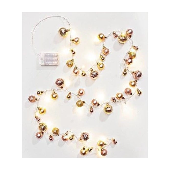 LED Lichterkette - Kugeln rosa/gold - ca. 190 cm