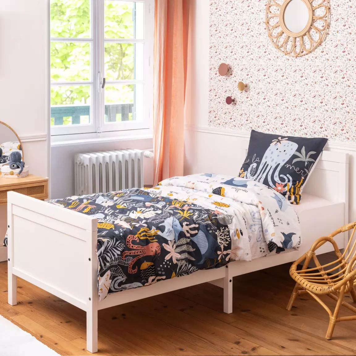 Housse de couette et une taie enfant coton (140 x 200 cm) Octopia Multicolore