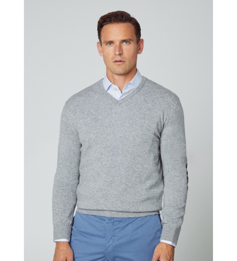 Hackett Jersey Merino Cash Mix V cinza