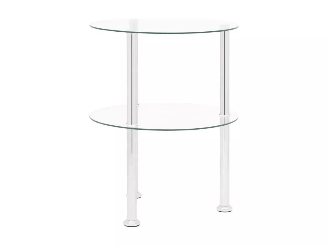 Table d'appoint 2 niveaux Transparent 38 cm Verre trempé