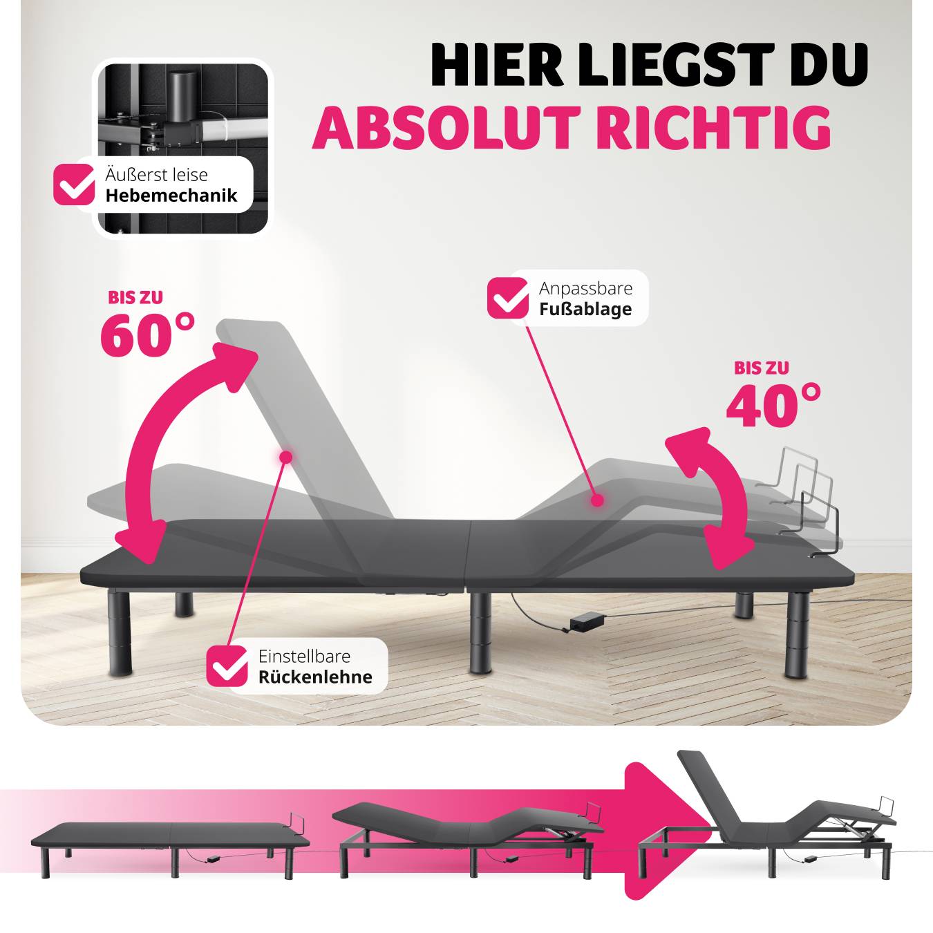 Bettgestell mit elektrisch verstellbarem Lattenrost Easy Flex