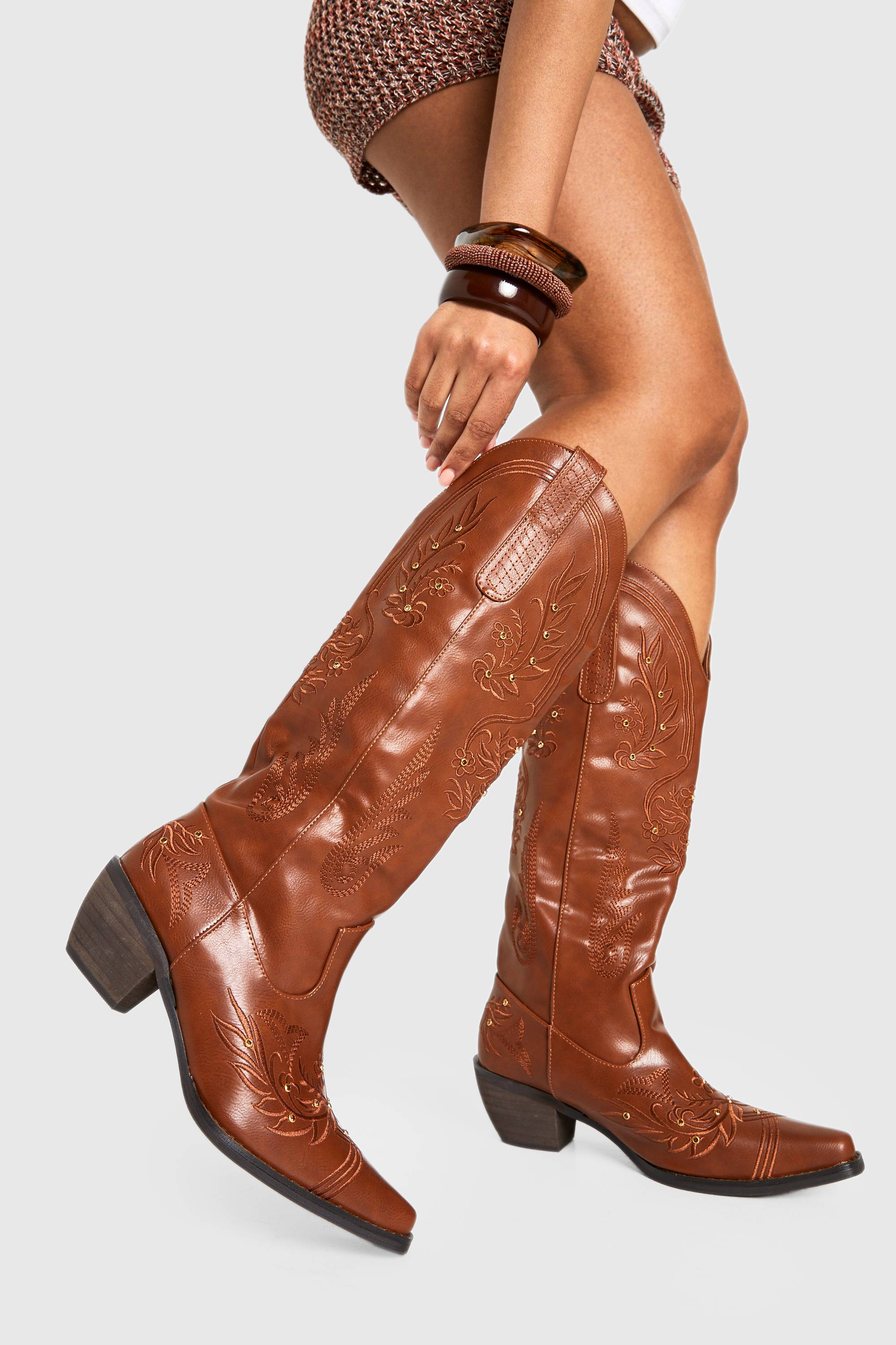boohoo Bottes de cow-boy western montantes brodées