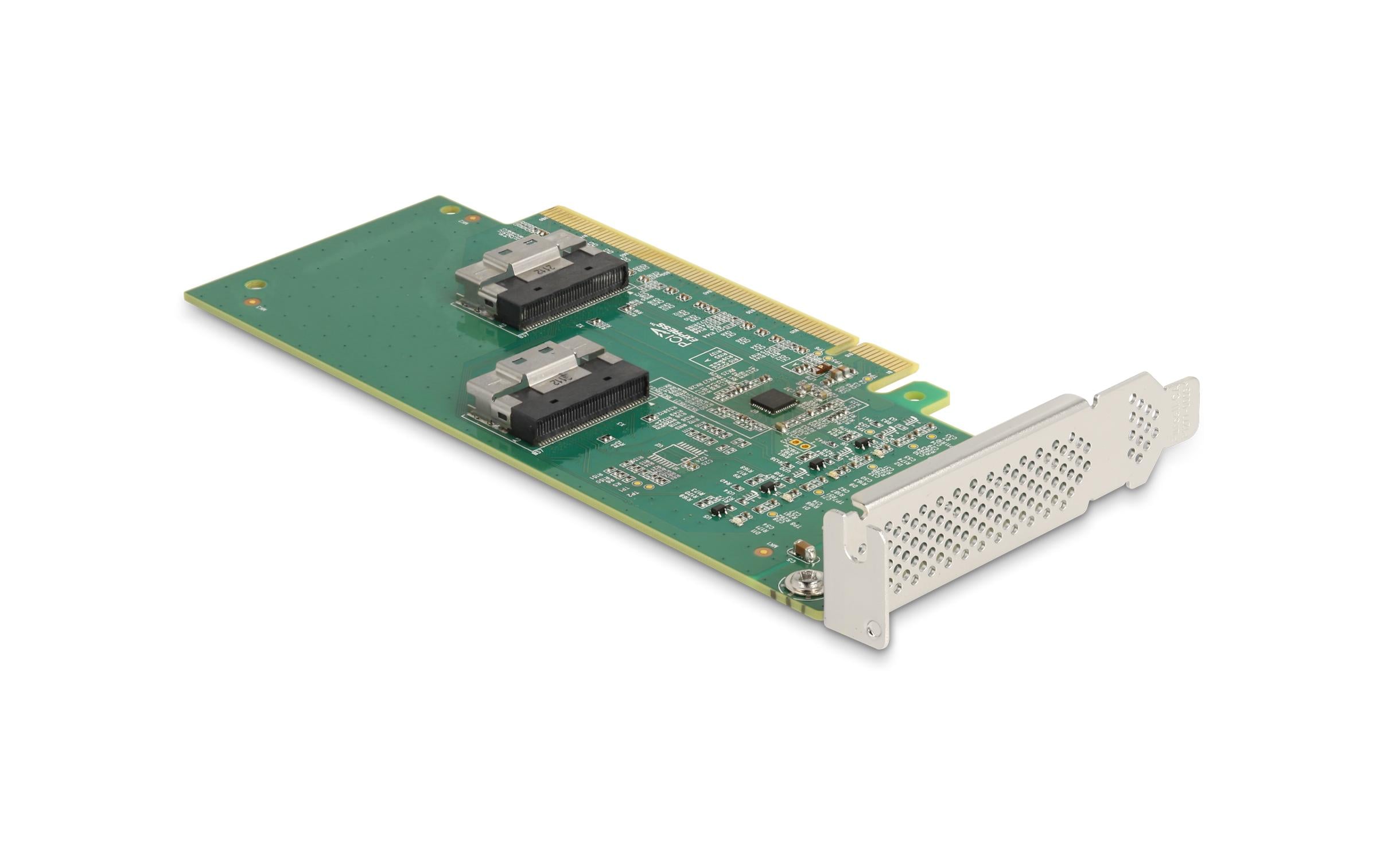 Host Bus Adapter PCI Express x16 - 4x SFF-8639<br>Delock PCI Express 4.0 x16 Karte zu 4 x SFF-8639 NVMe – Bifurcation – Low Profile Formfaktor