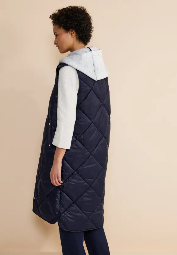 Gesteppte Long Weste - gravity blue