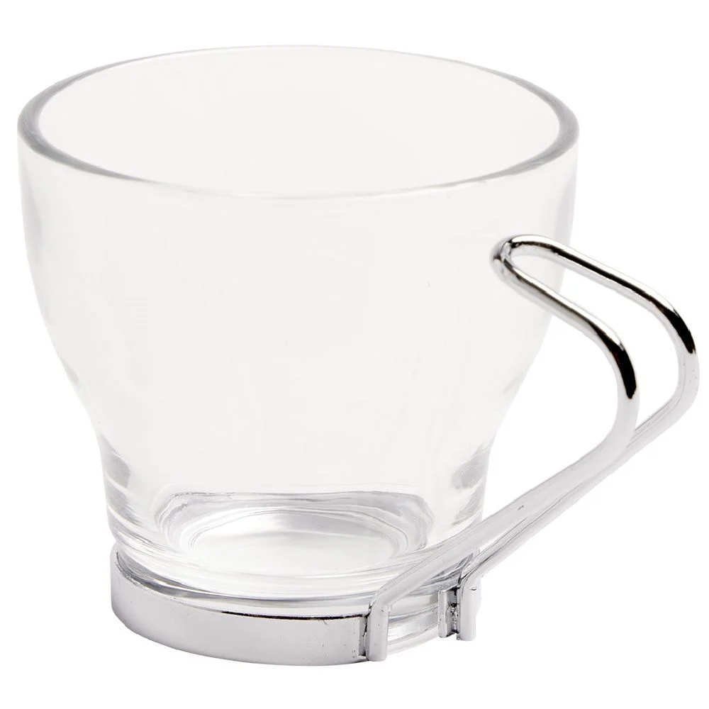 Tasse à café en verre anse métal x6