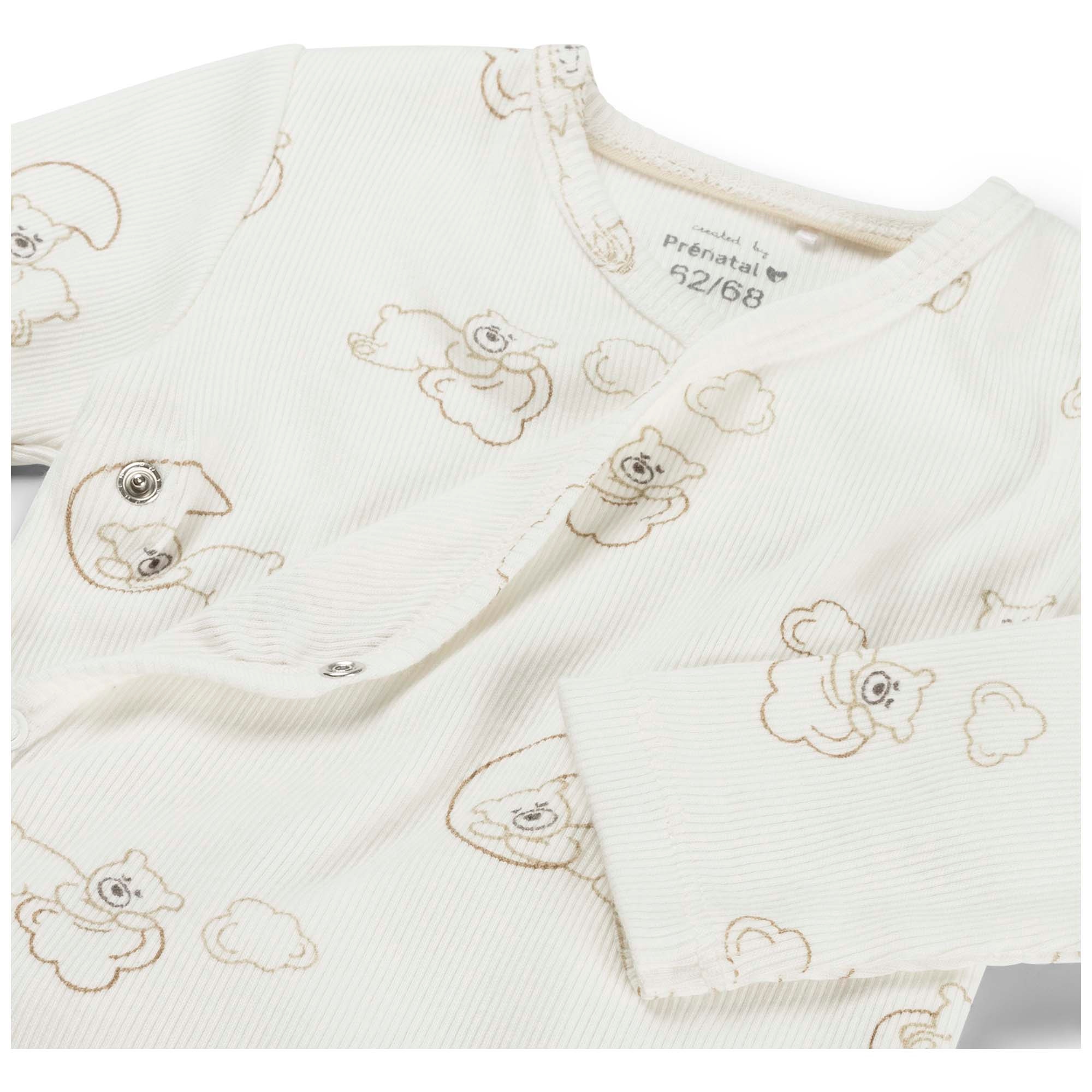 Prénatal overslagromper beren rib lange mouwen all over print wit