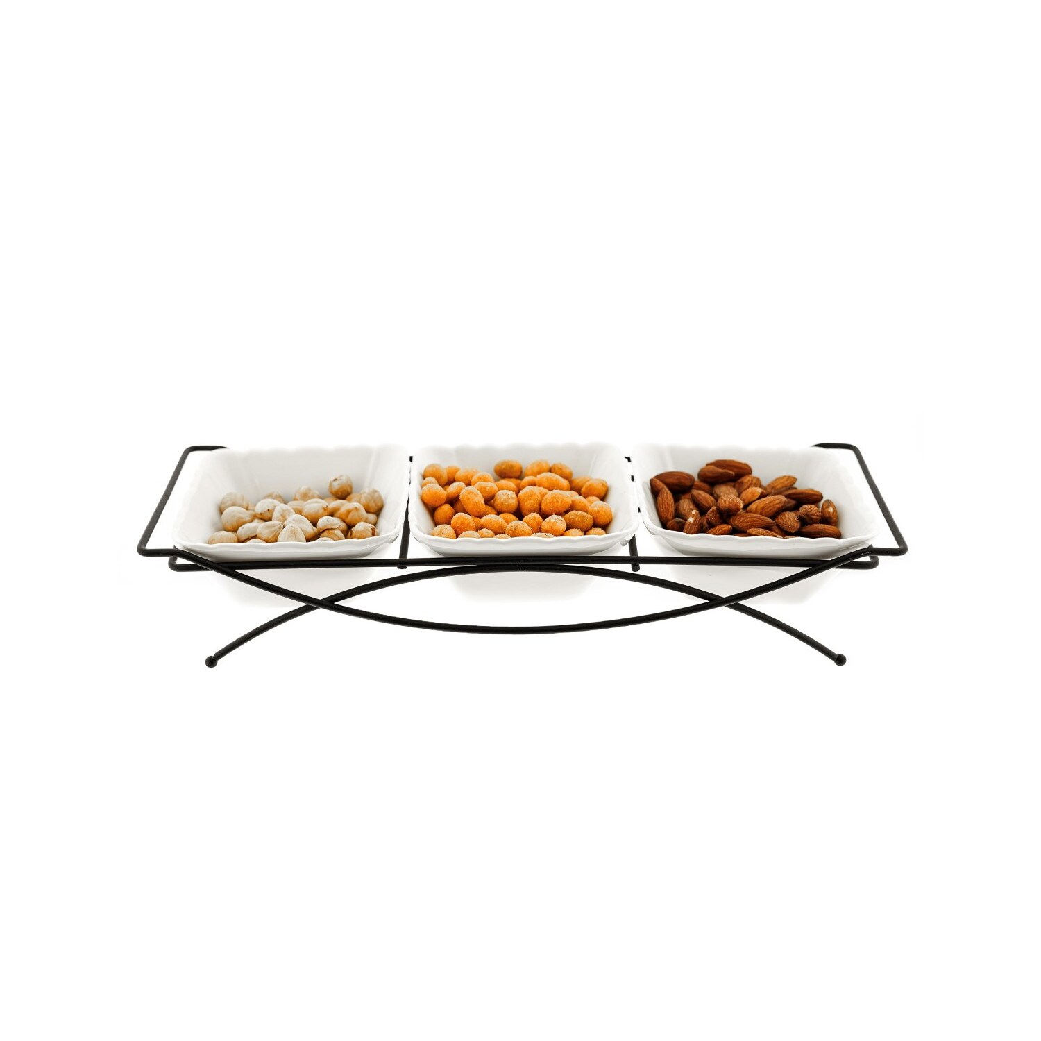 Almina 4er Snackschalen-Set mit weißen Schalen aus Porzellan
