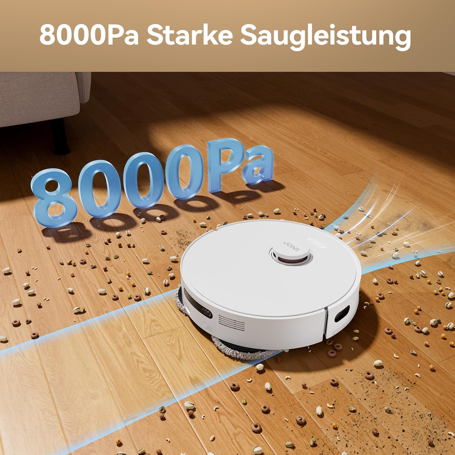 JONR T5 Pro Saugroboter mit Wischfunktion, 8150Pa Saugkraft (verbessert von T5 Lite) mit Heißlufttrocknung, Anti-Verfilzungs-Seitenbürste, Hindernisvermeidung, LiDAR-Navigation, All-in-One Dockund