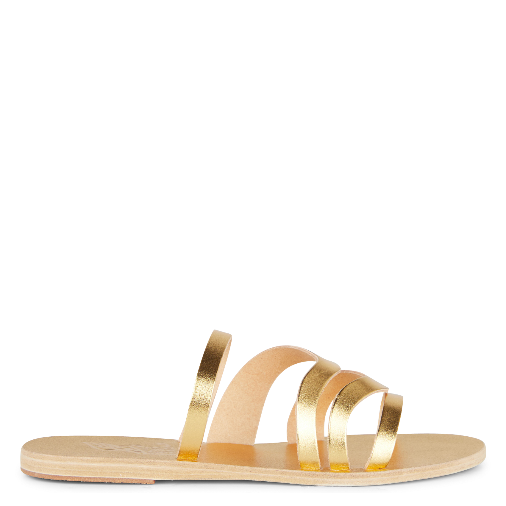 CARYAE - Sandales plates en cuir| Doré