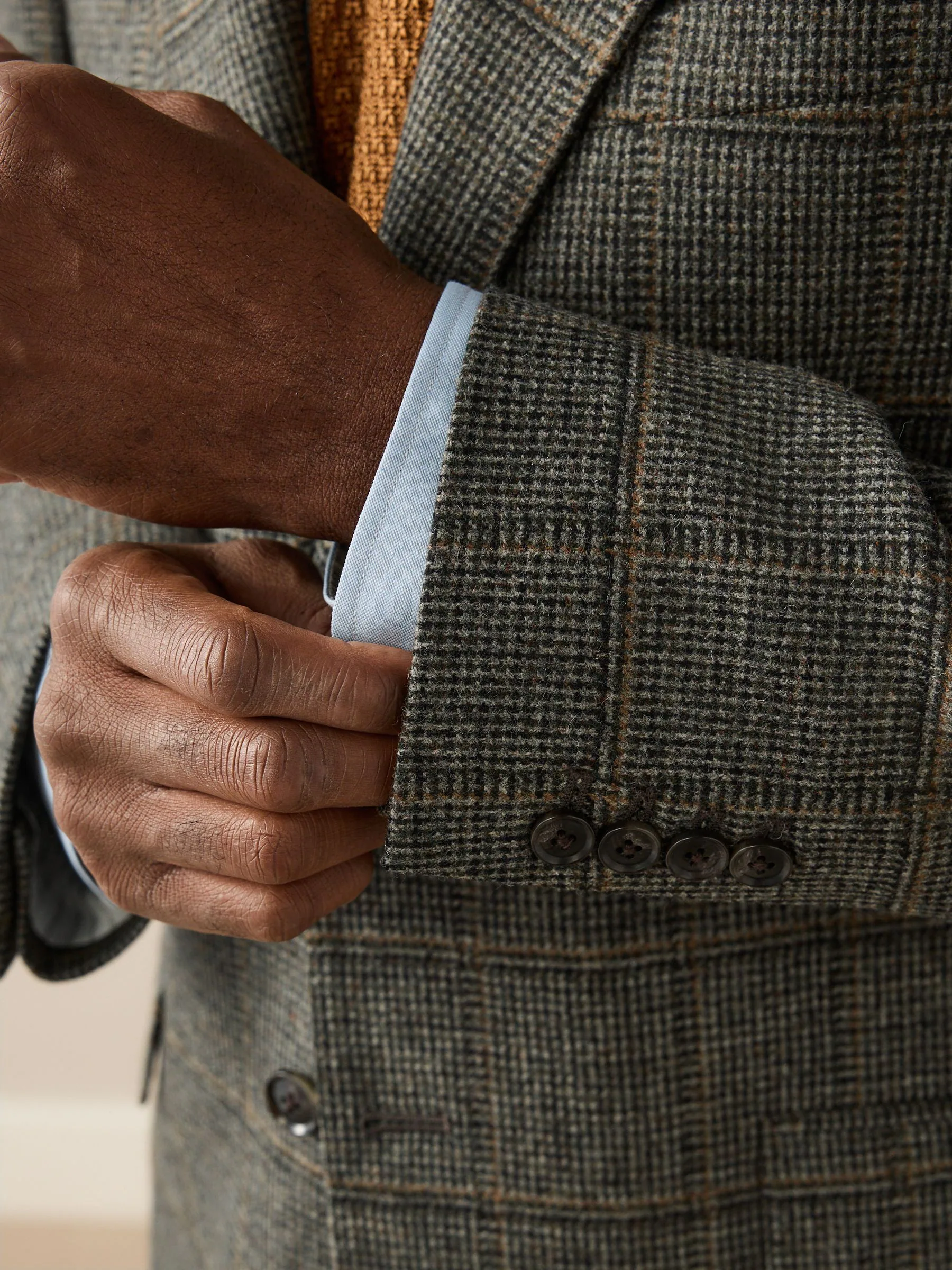 Groen - Regular Fit Signature Abraham Moon 100% Wool Tweed Check Suit Jacket