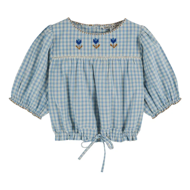 Emile et Ida Blouse Brodée Carreaux | Bleu