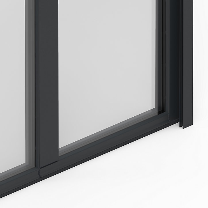 Porte fenêtre alu 2 vantaux + volet roulant électrique GoodHome gris - l.120 x h.215 cm, tirant droit