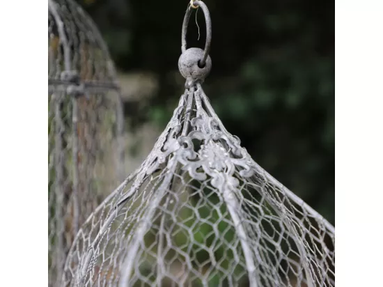Cage à oiseaux décorative ancienne grillagée métal gris 20x15.5x39cm